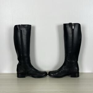 Blondo Leather Waterproof Knee High Riding Boots Women's 6 Black Side Zip